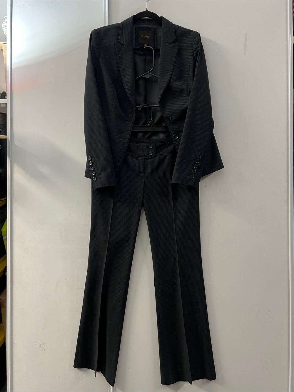 The Limited Collection Black Pinstripe Pantsuit Set - Blazer & Flare Pants.